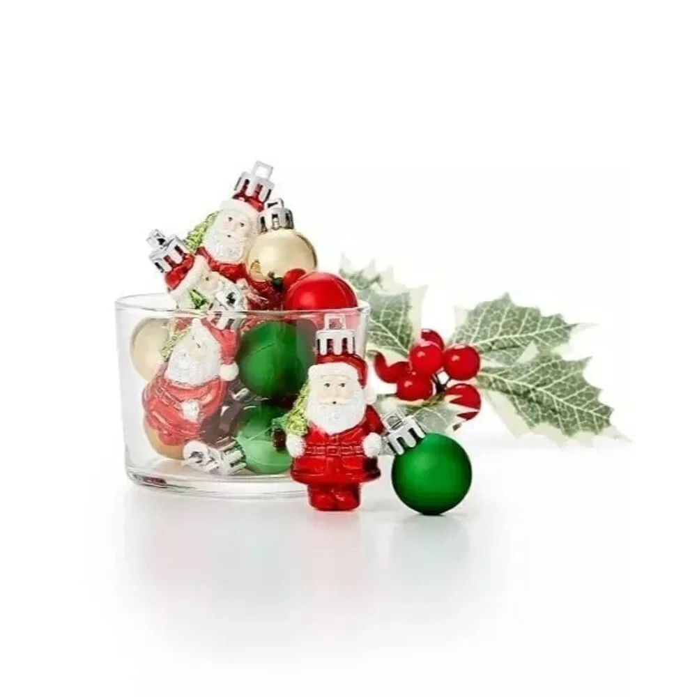 HOLIDAY LANE Ornamentation Mini Santa & Ball Ornaments, Set of 15